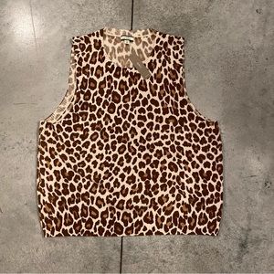 100% Leopard Cashmere Shell Tank